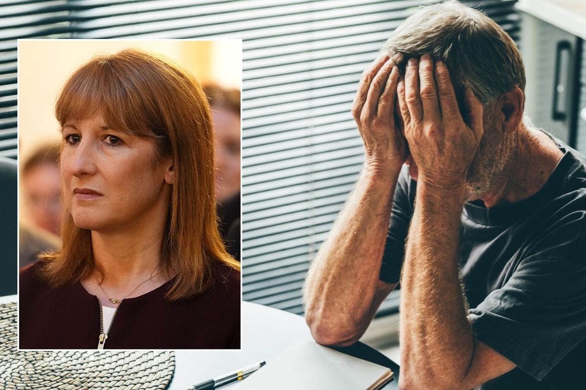 Man looking worried and Rachel Reeves