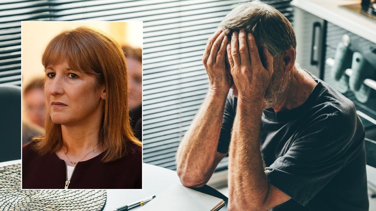 Man looking worried and Rachel Reeves