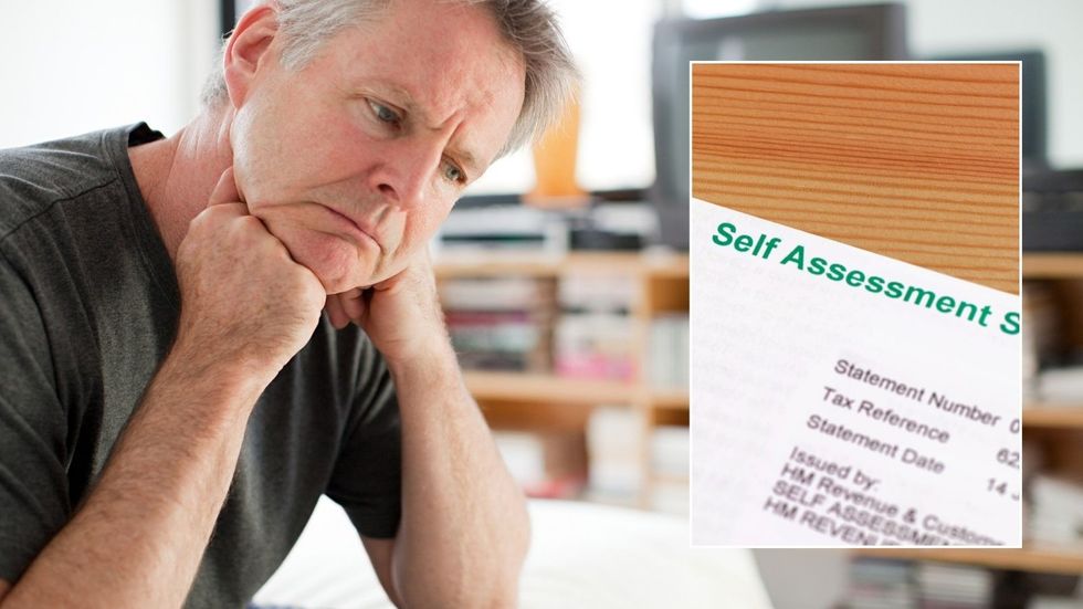 Man looking worried and Self Assessment form