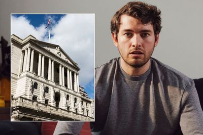 Man looking worried and the Bank of England