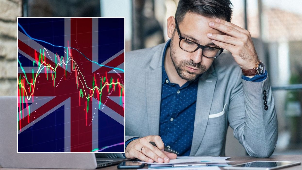 Man looking worried and union jack