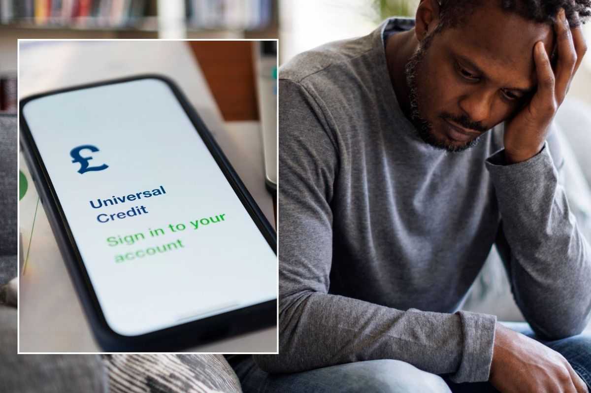 Man looking worried and Universal Credit