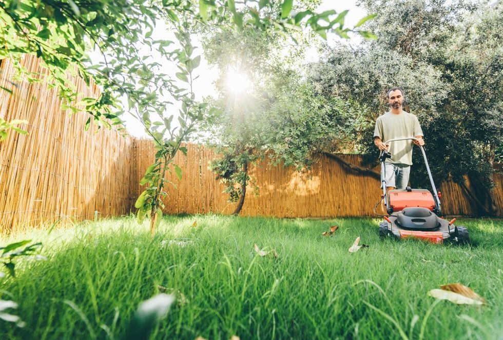 Man mowing lawn