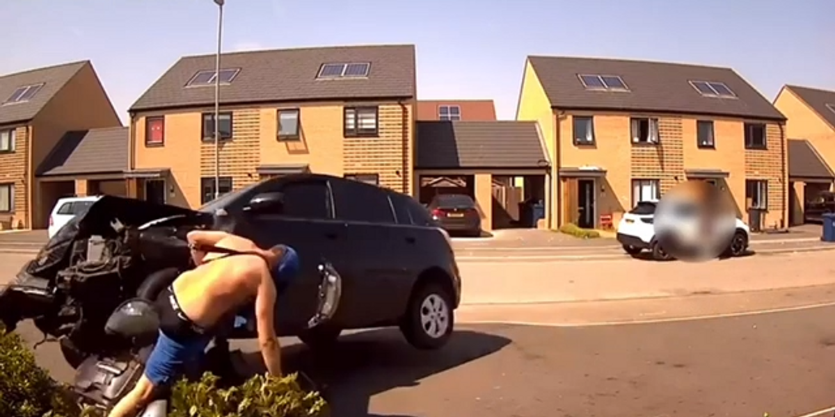 NextImg:Watch the moment a man deliberately MOWED DOWN rider on his moped