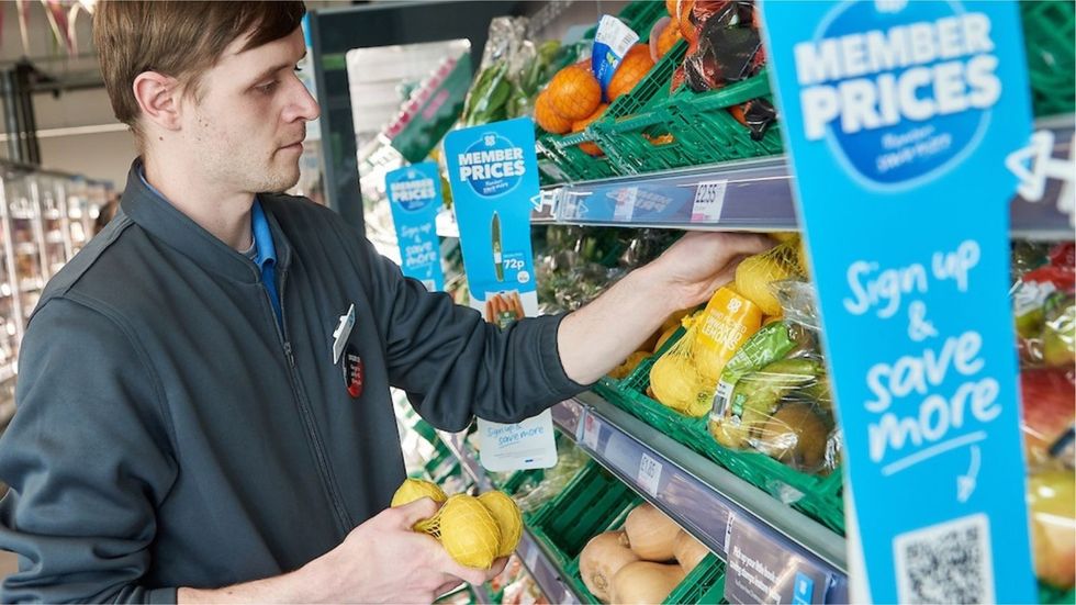 Man on fruit and veg aisle