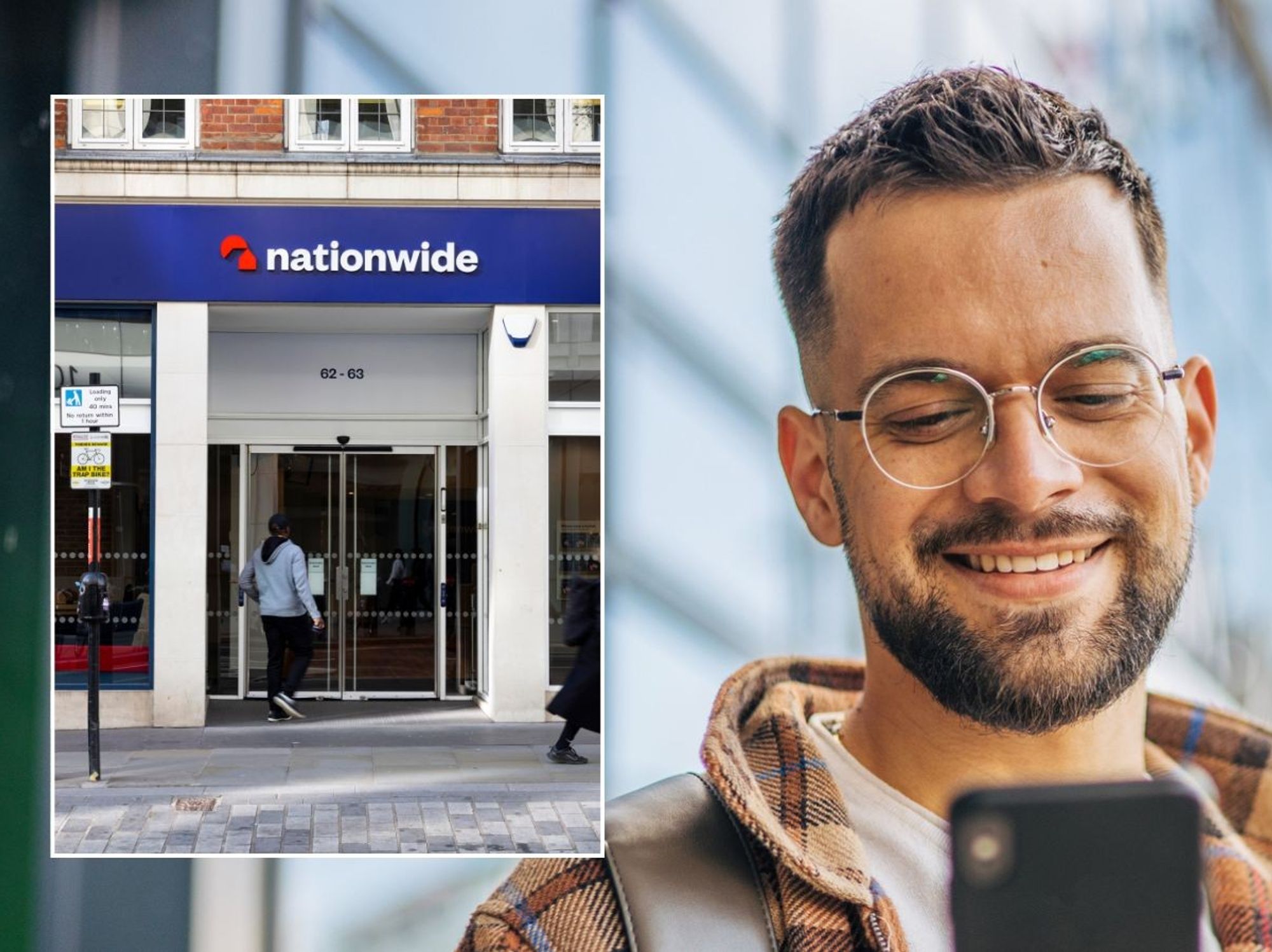 Man on phone and Nationwide BS