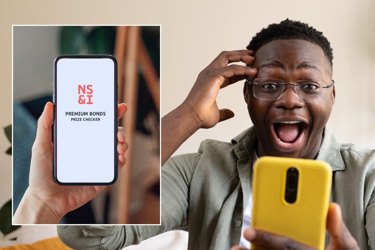 Man on phone and NS&I prize checker
