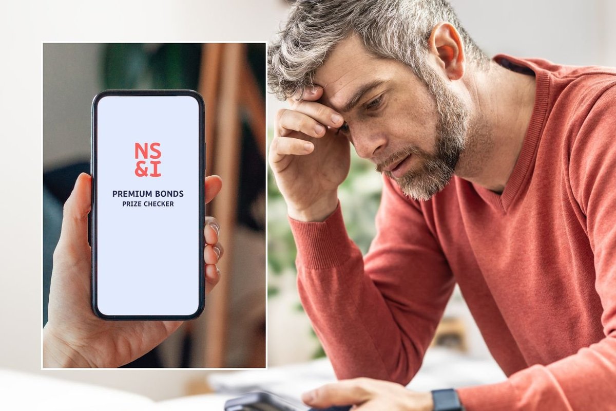 Man on phone and Premium Bonds prize checker