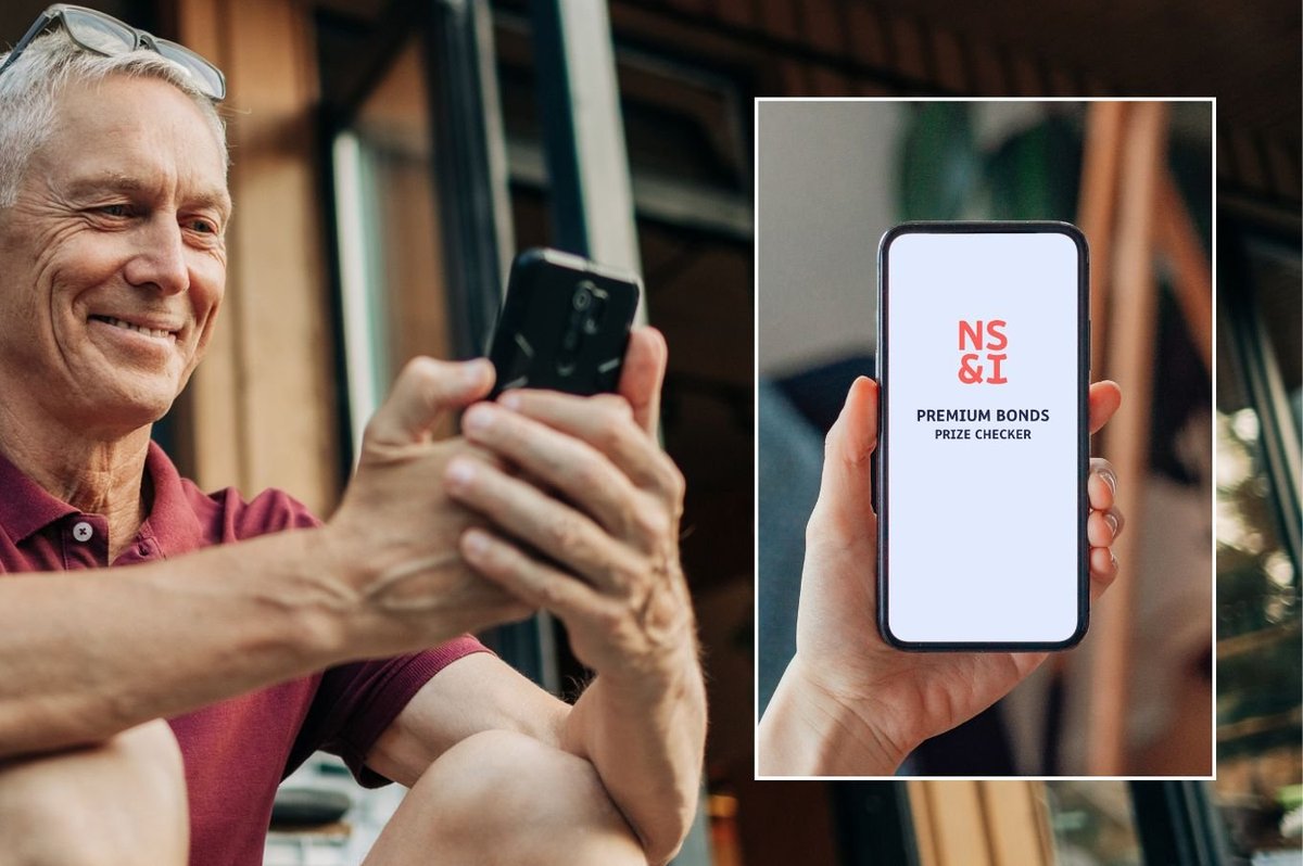 Man on phone and Premium Bonds prize checker