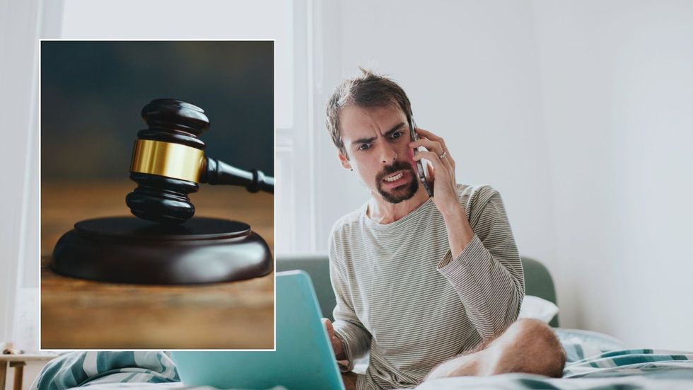 Man on the phone and judge's gavel