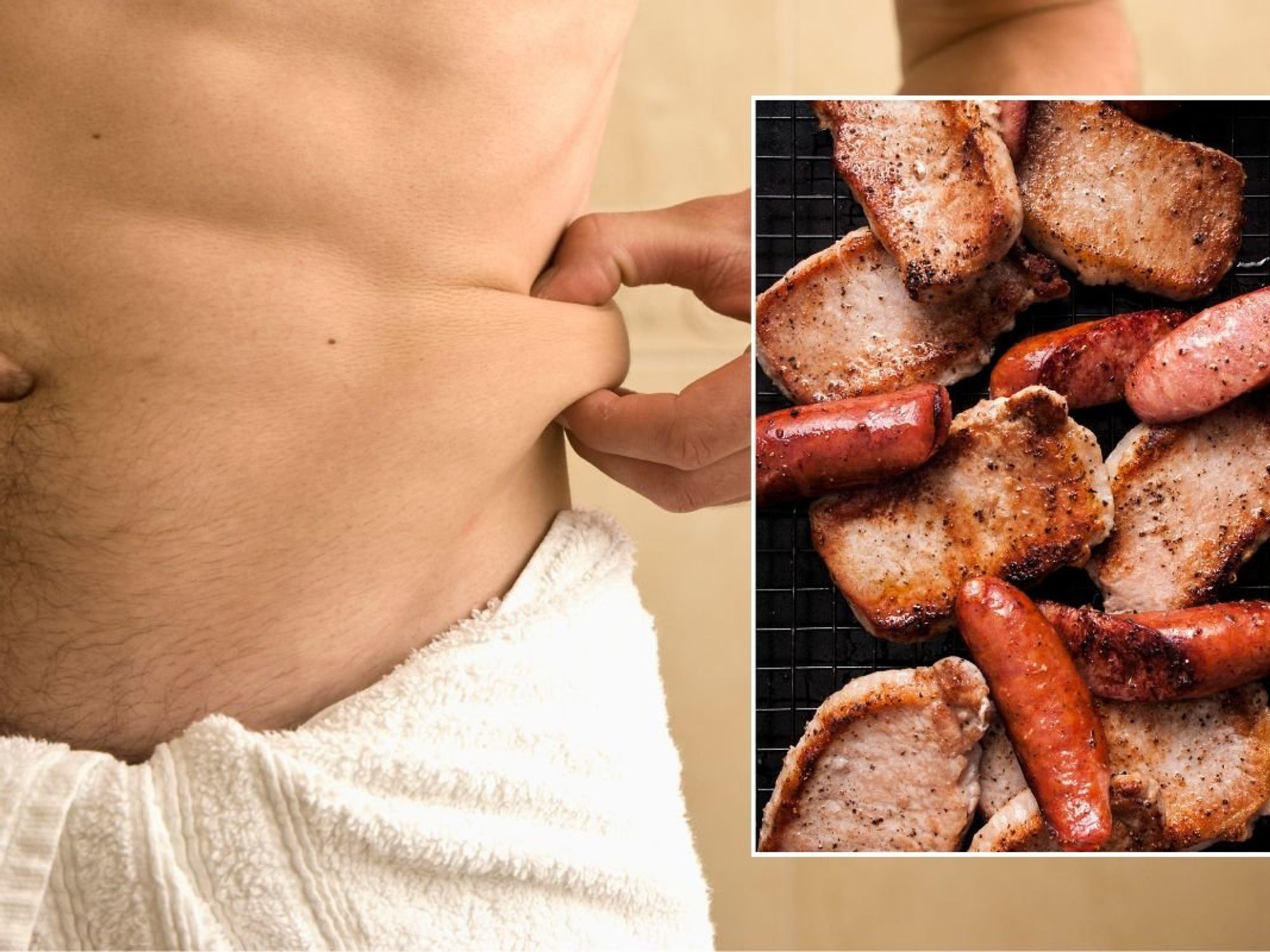 Man pinching side / pieces of pork