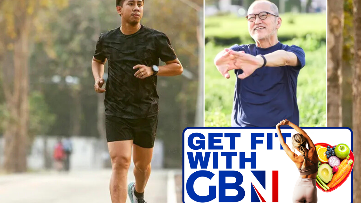 Man running / man stretching