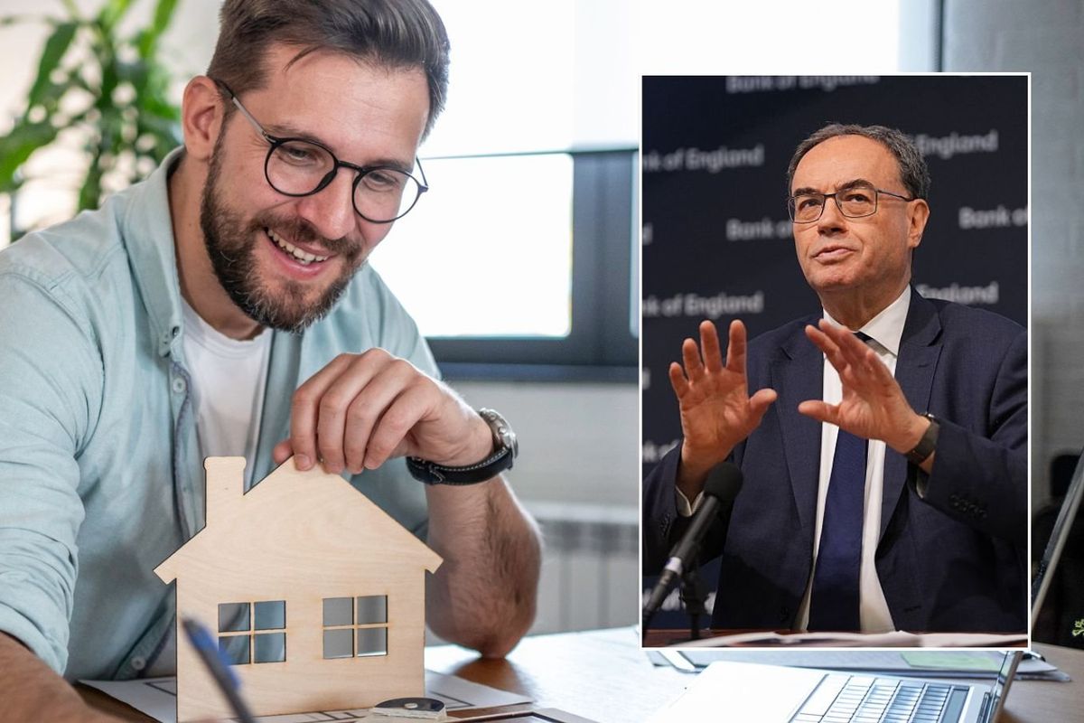 Man signing mortgage deal and Bank of England governor Andrew Bailey