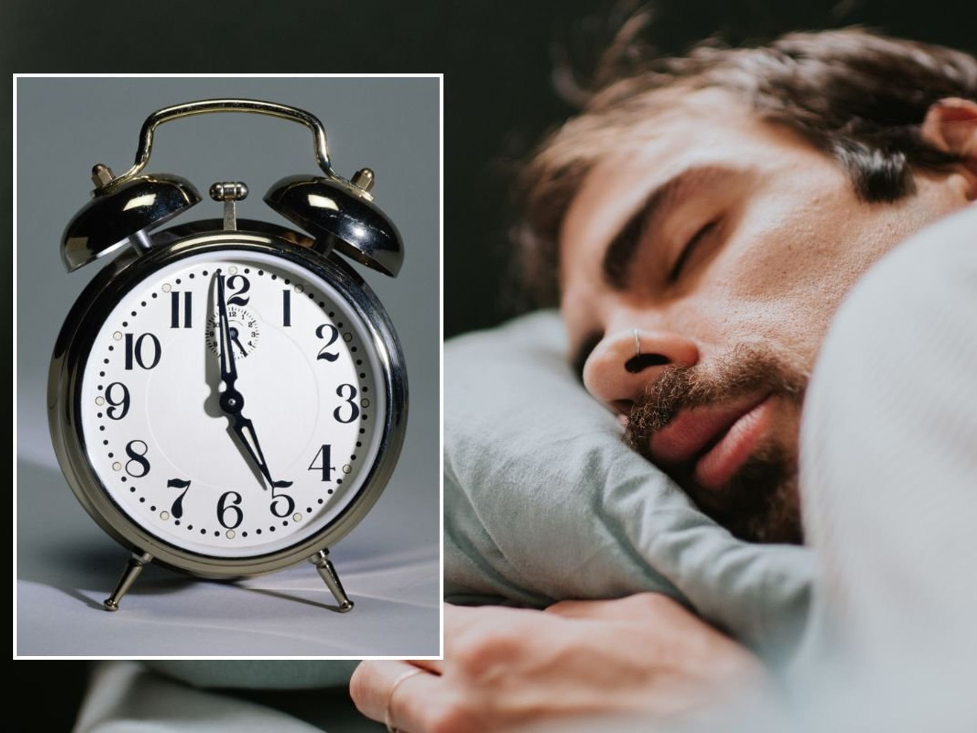 MAN SLEEPING AND CLOCK