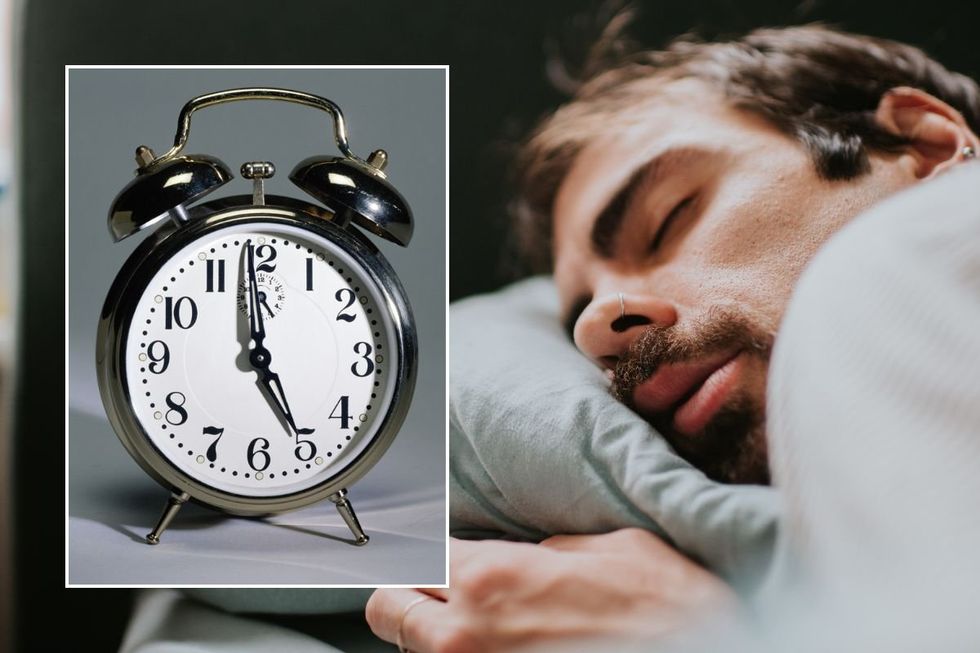 MAN SLEEPING AND CLOCK