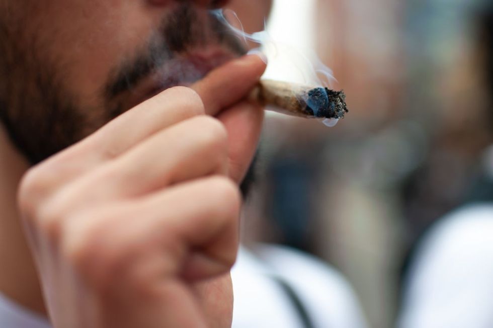 Man smoking cannabis