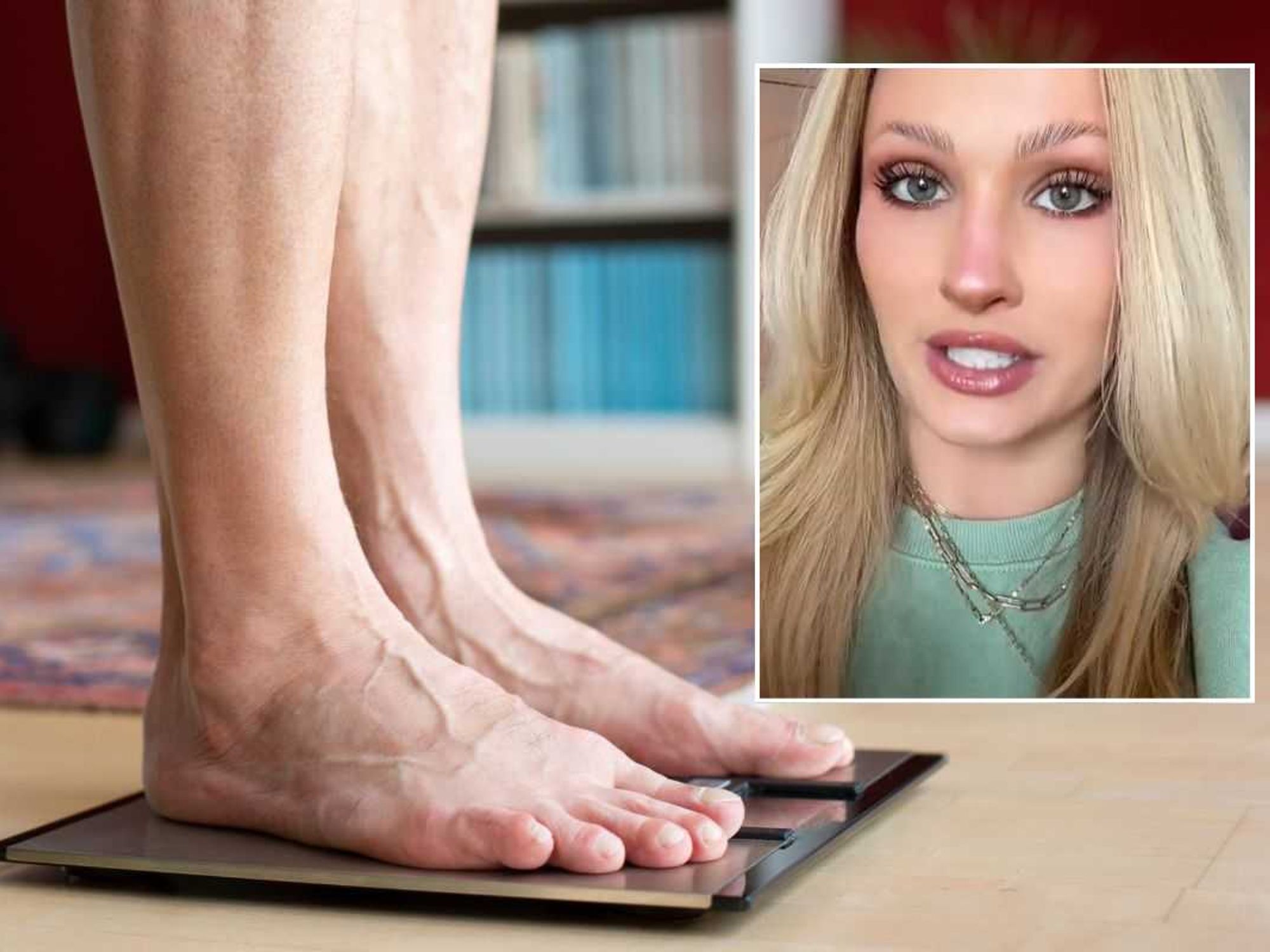 MAN STANDING ON SCALES AND