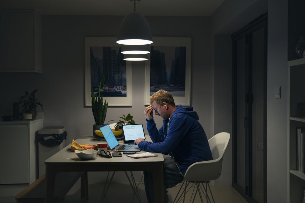 Man stressed at desk