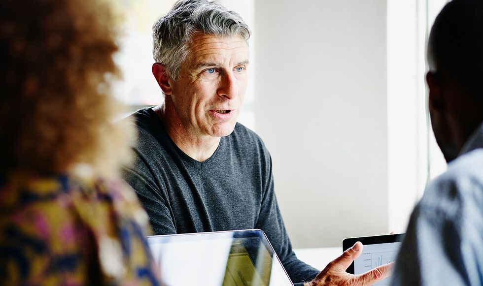 Man talking in a meeting