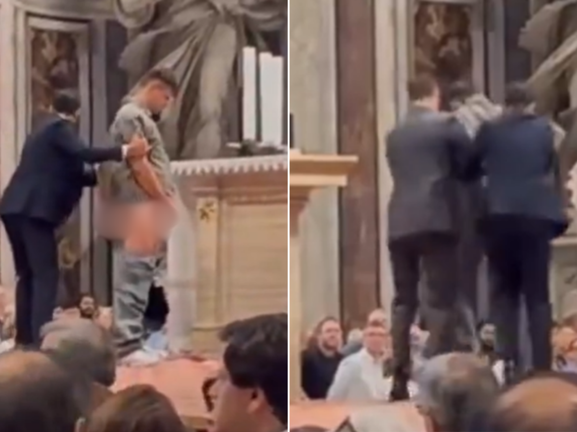 Man urinating at St Peter's Basilica