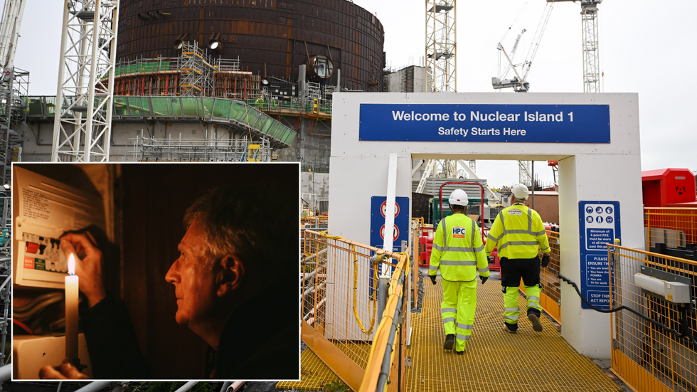 Man using a candle as a light/Hinkley Point C