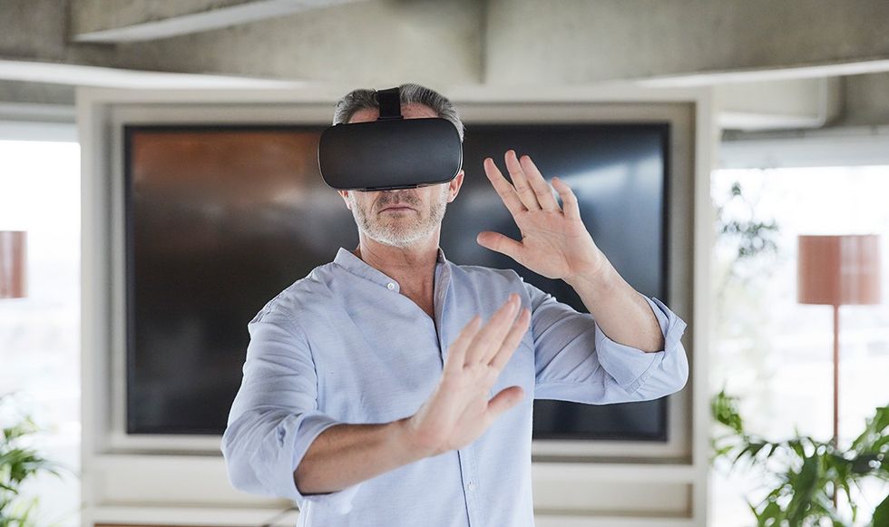 Man using VR device