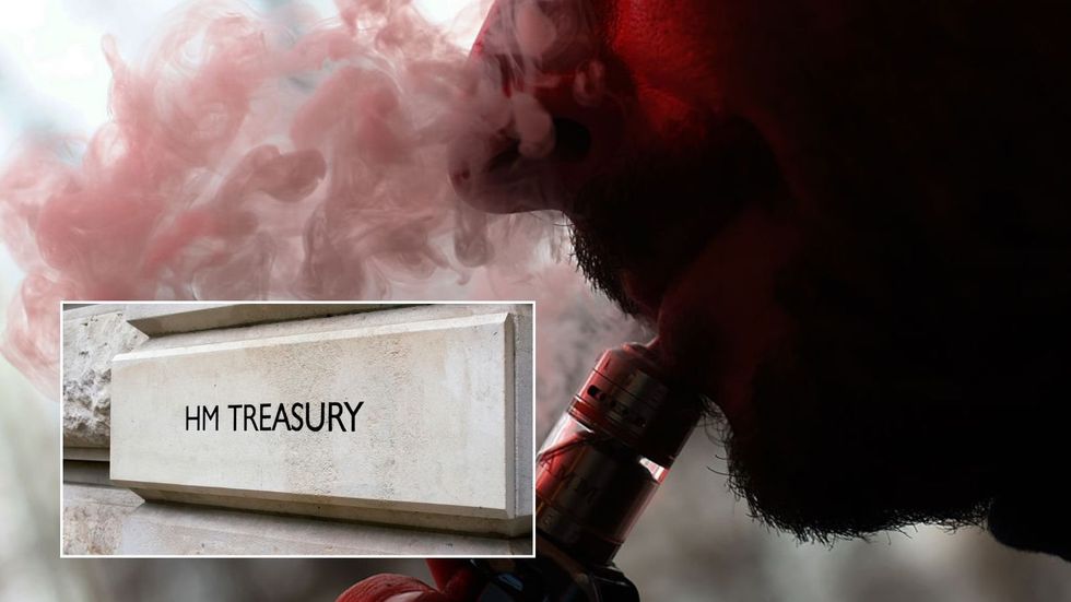 Man vaping and Treasury building