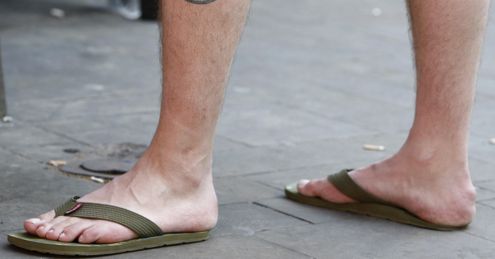 Man wearing flip flops