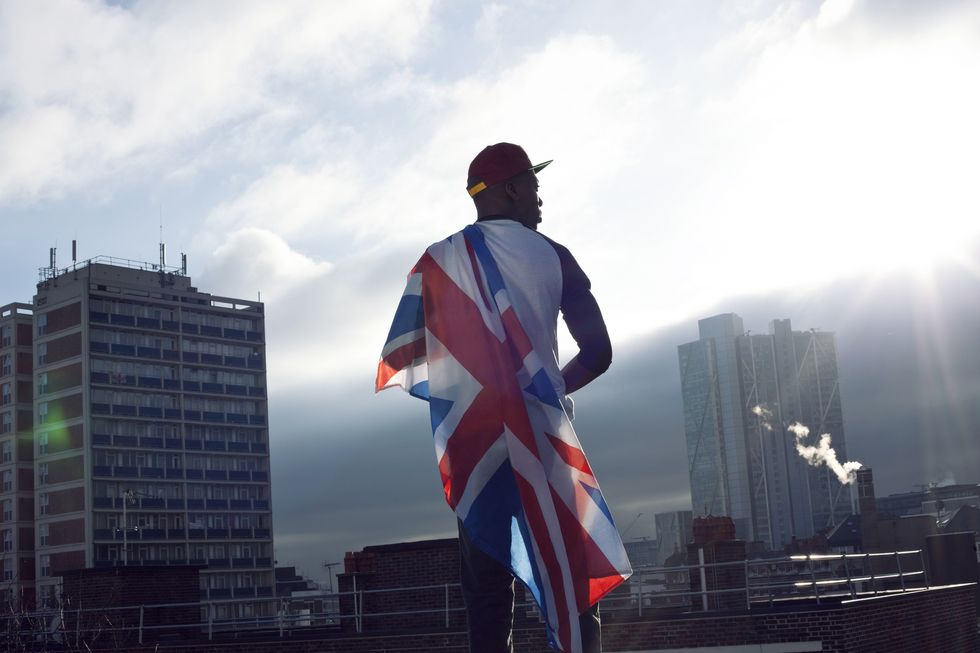 Man with British flag