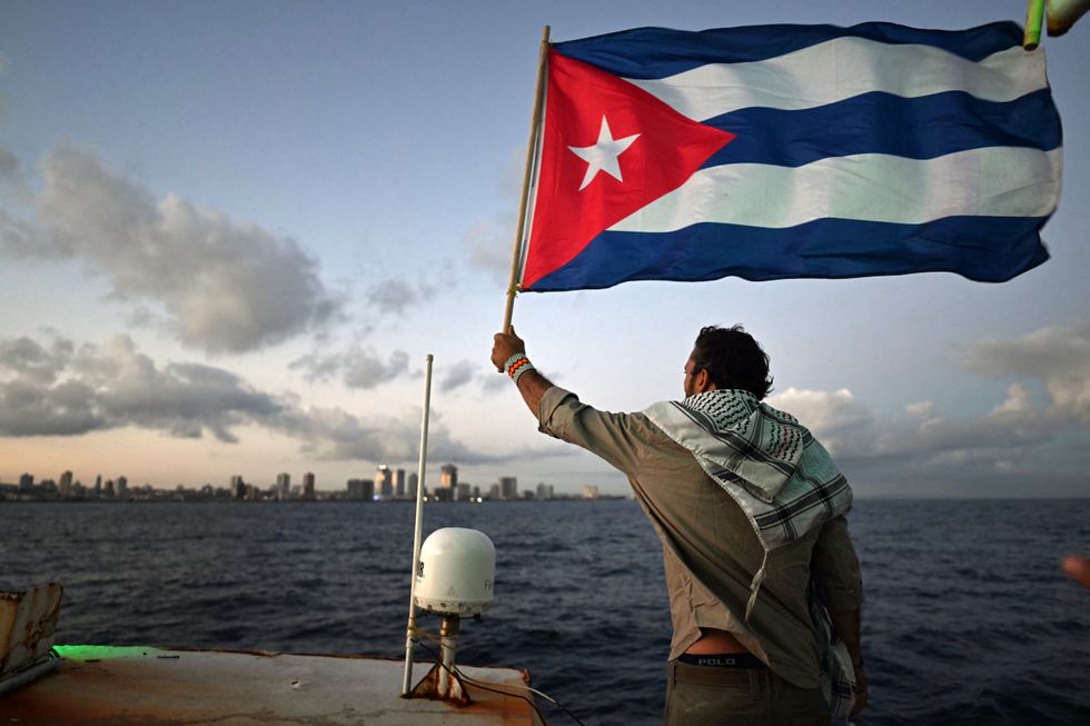 Man with Cuban flag