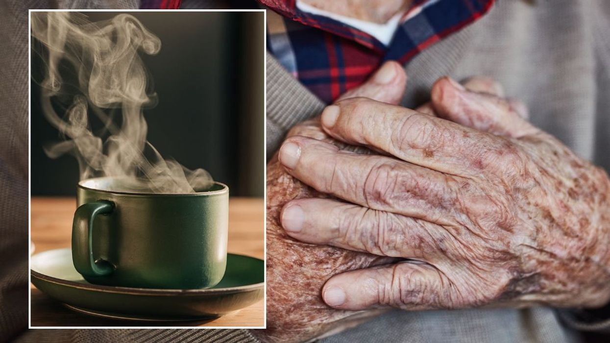 Man with hand over heart