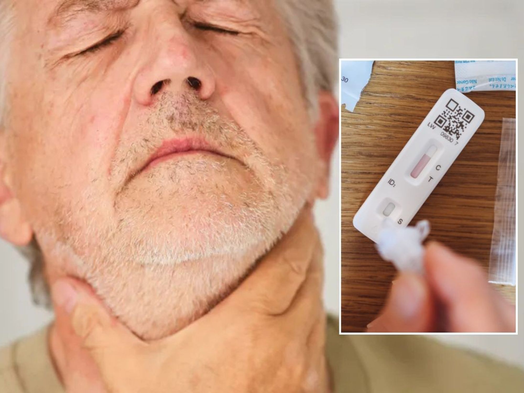 man with sore throat