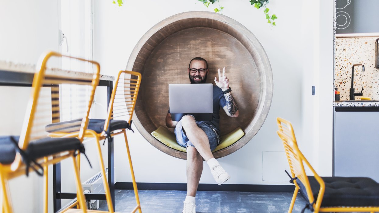 Man working in shorts