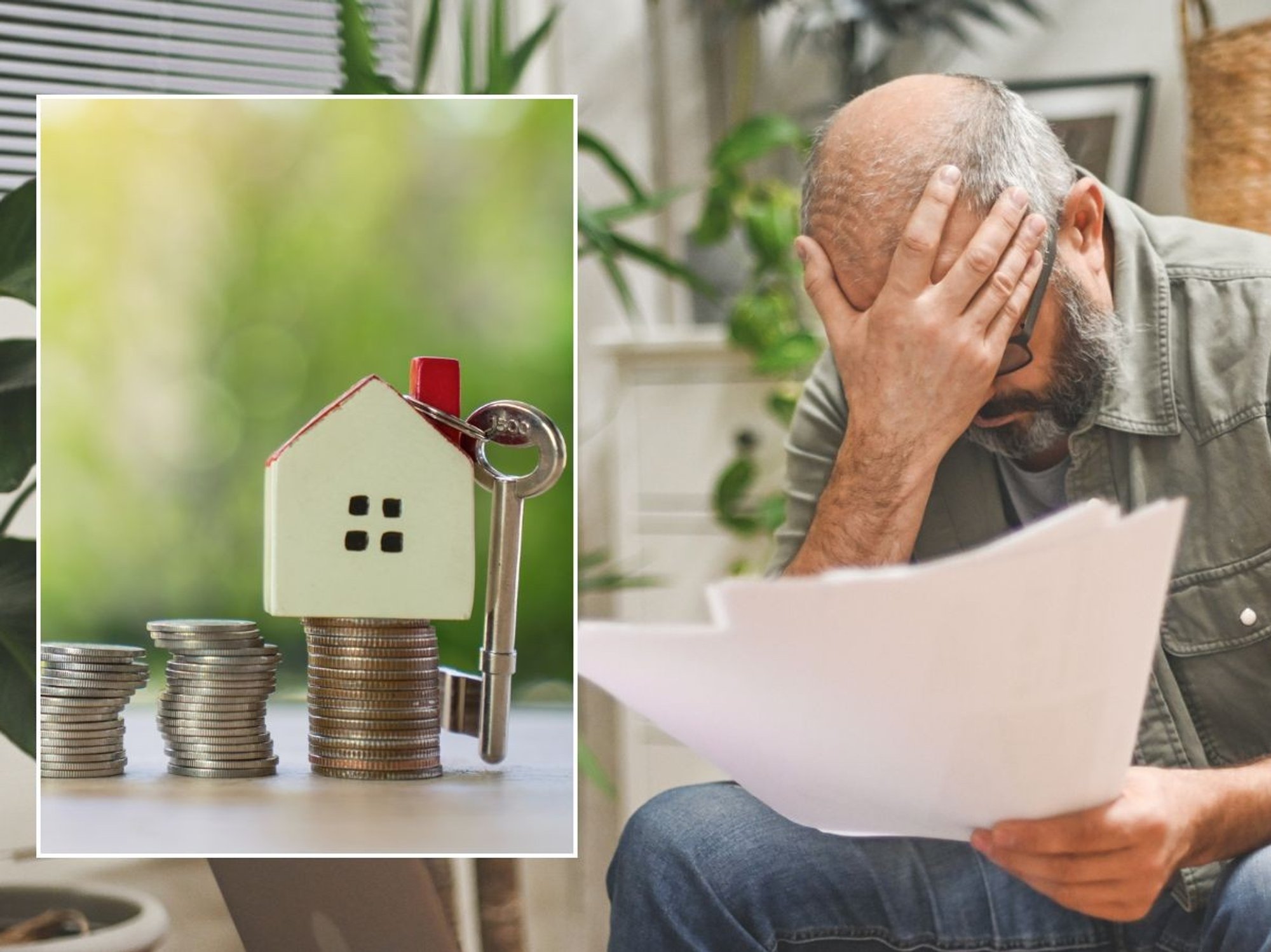 Man worried about money and mortgage rise