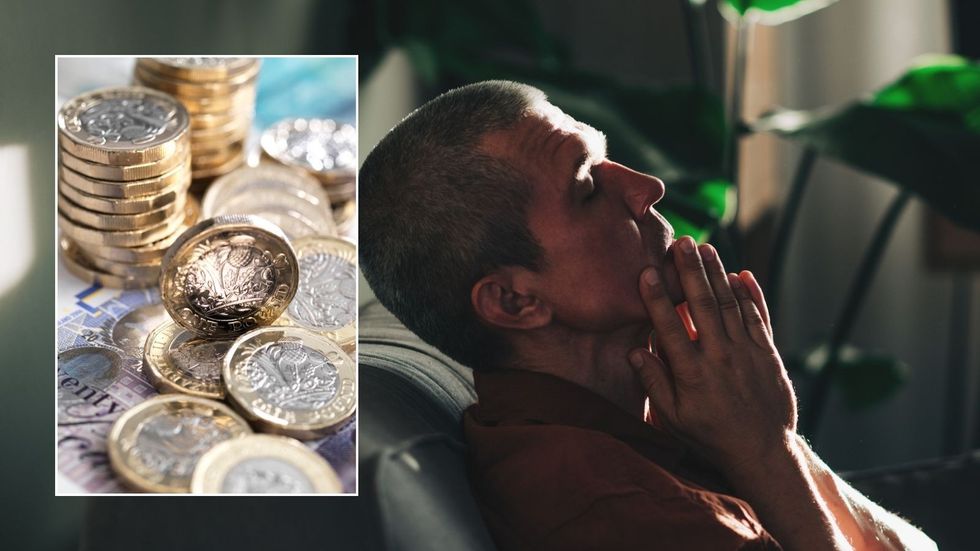 Man worried and cash