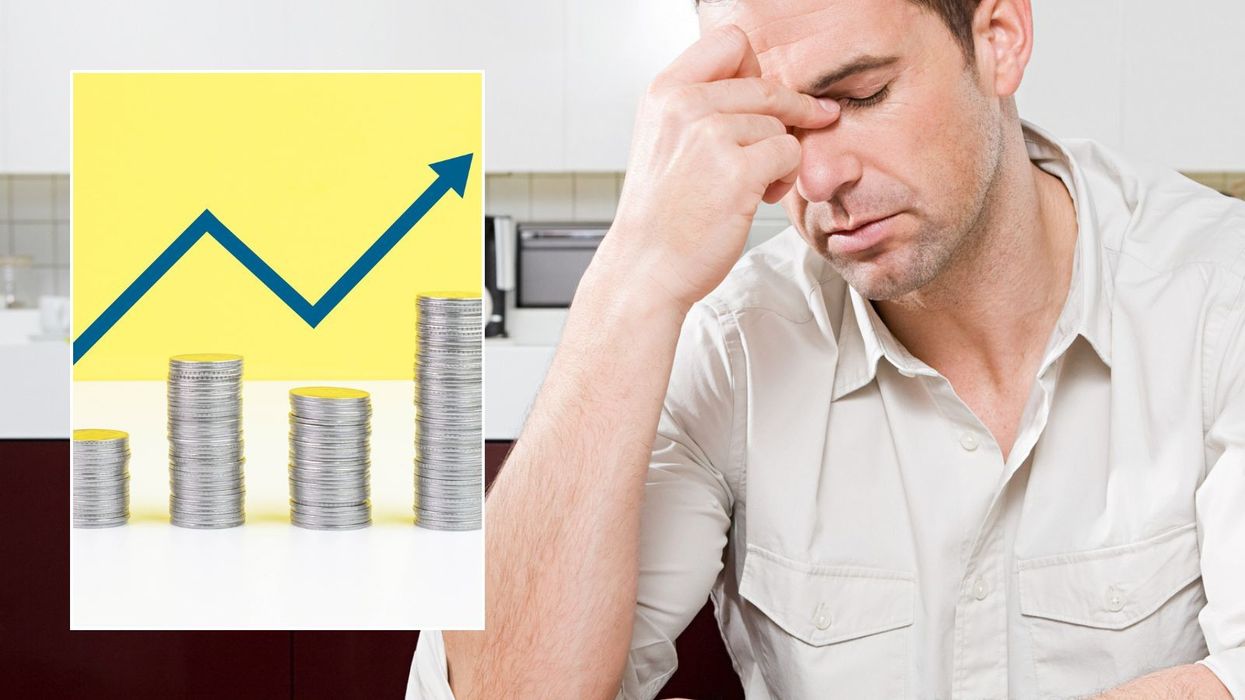 Man worried and interest rate graph