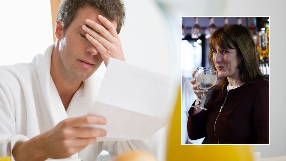 Man worried and Rachel Reeves at the pub