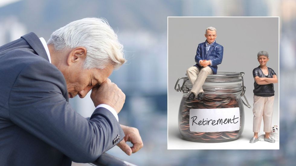 Man worried and retirement pot