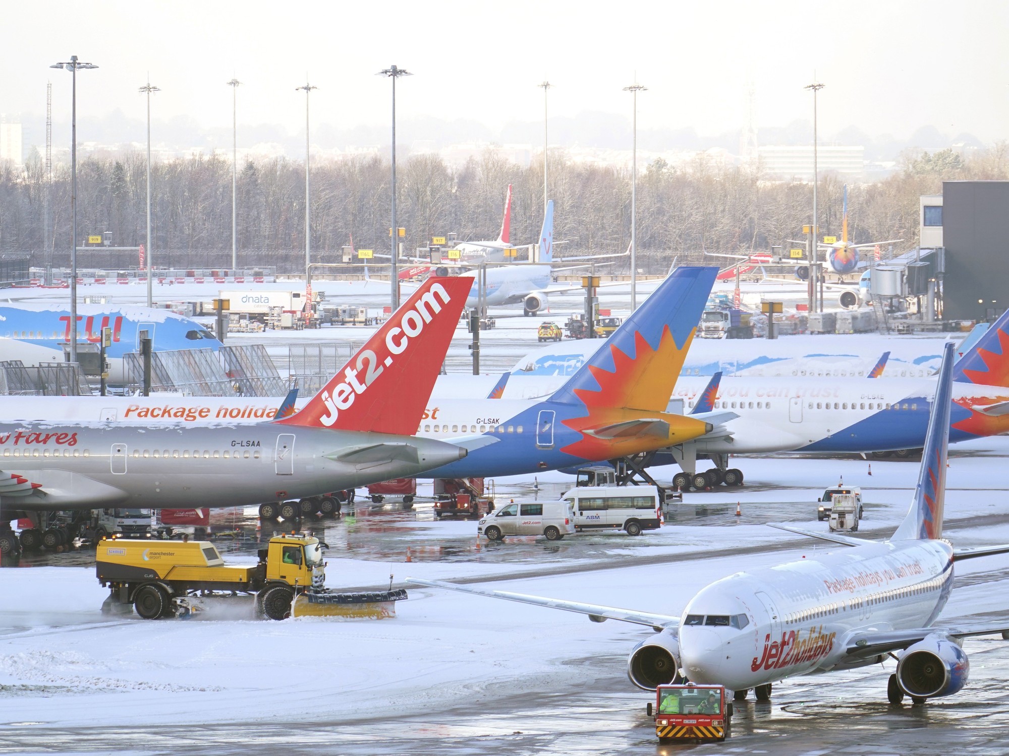 Manchester Airport has closed its runways (file pic)