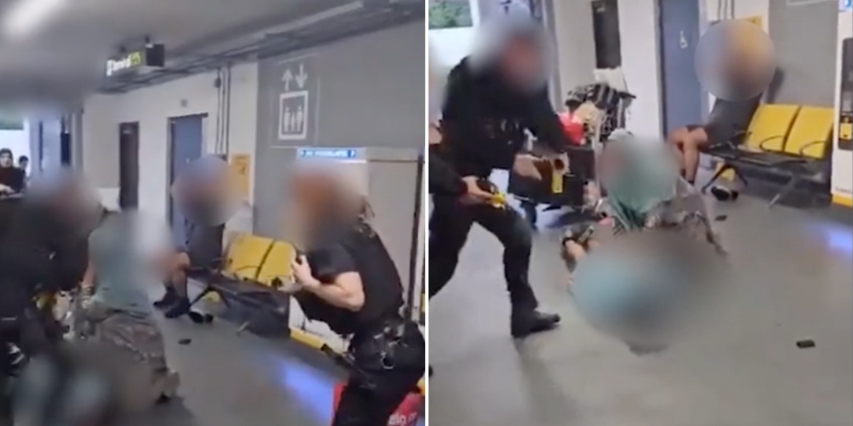 NextImg:WATCH: Shocking moment police stamp on suspect's head