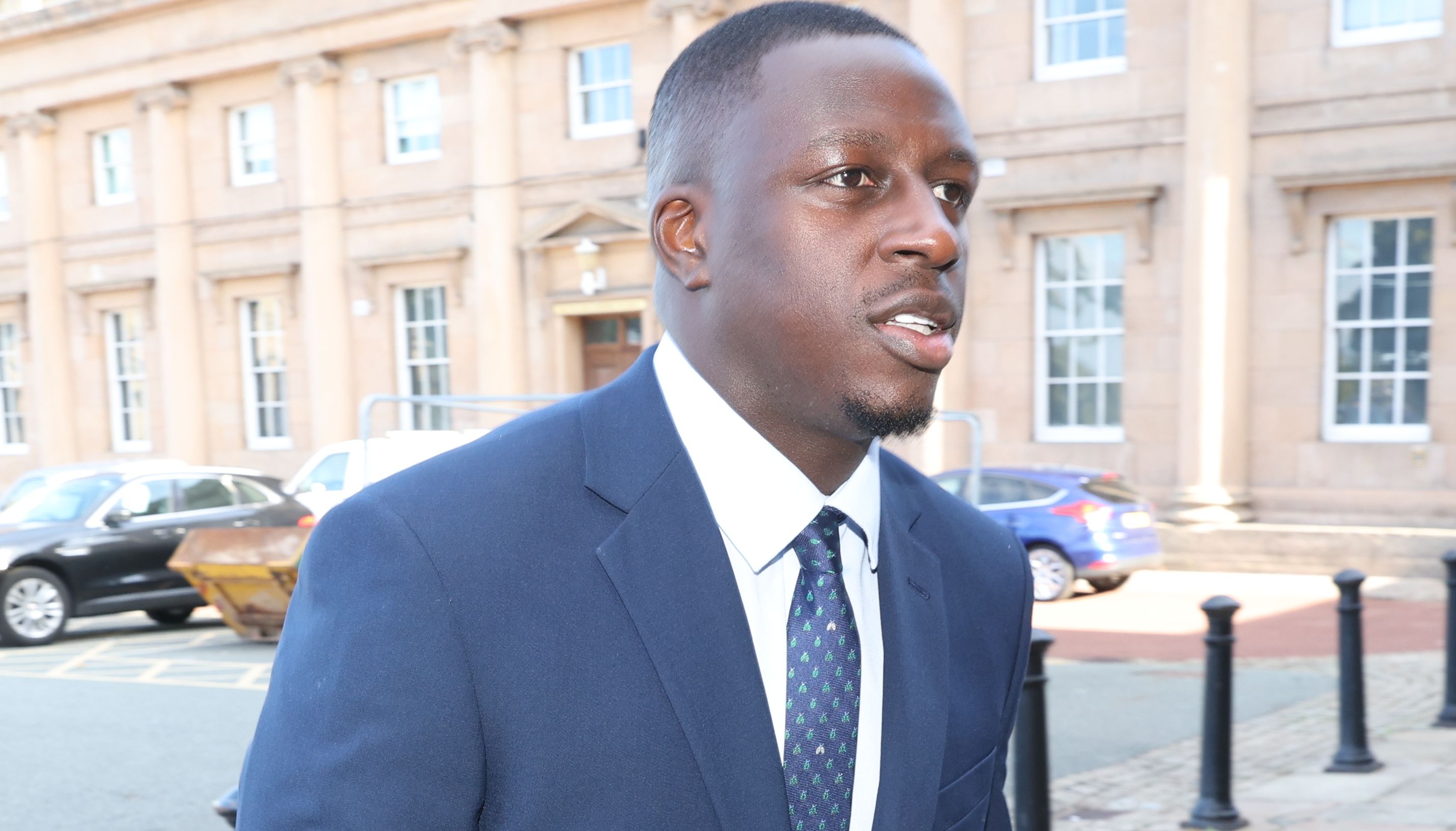 Manchester City footballer Benjamin Mendy arrives at Chester Crown Court where he is accused of eight counts of rape, one count of sexual assault and one count of attempted rape, relating to seven young women. Picture date: Tuesday August 30, 2022.