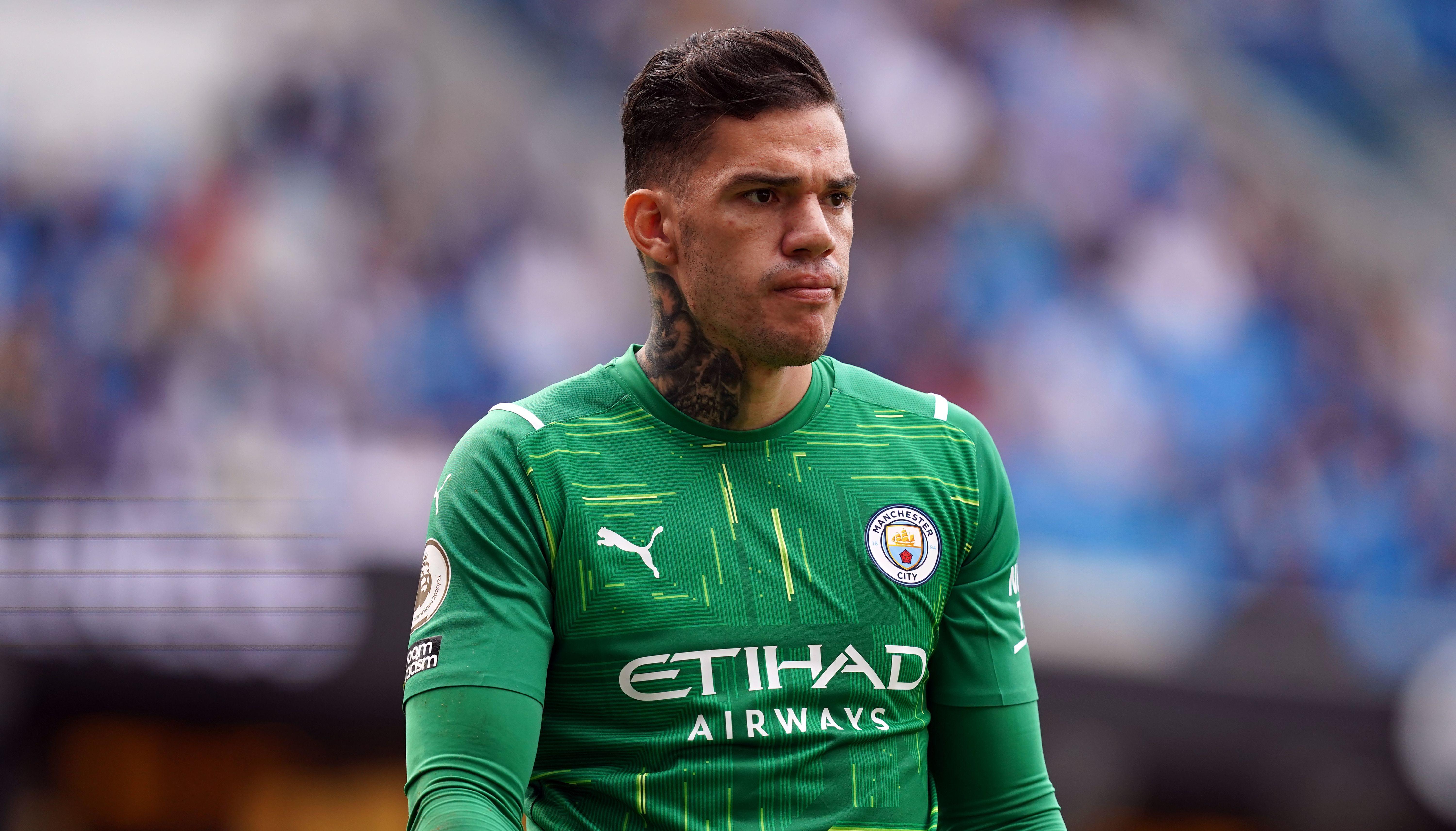 Manchester City goalkeeper Ederson at The Etihad Stadium, Manchester.
