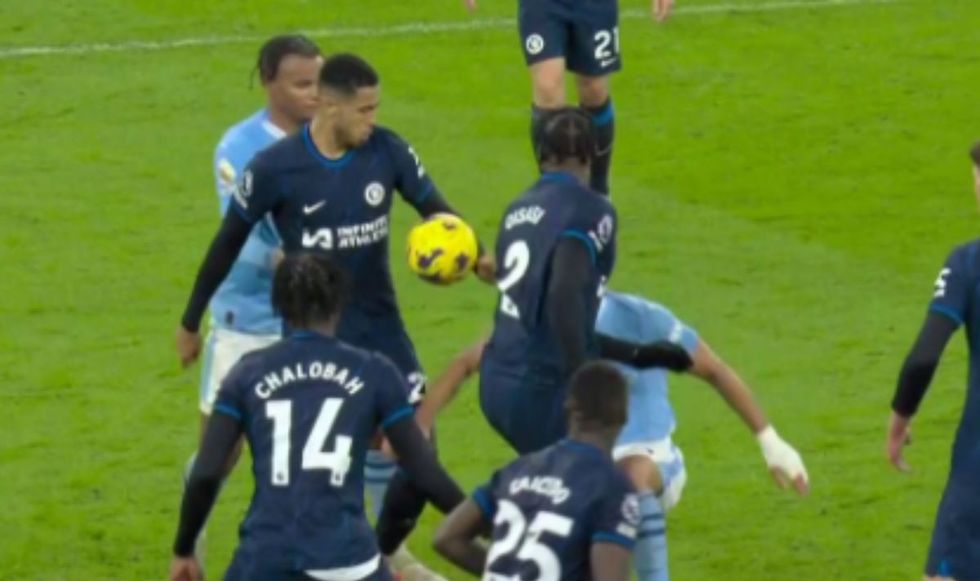 Manchester City players appealed for a handball in stoppage time