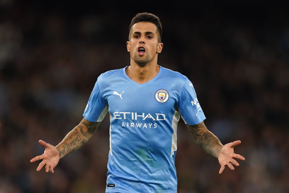 Manchester City's Joao Cancelo celebrates scoring at the Etihad Stadium, Manchester.