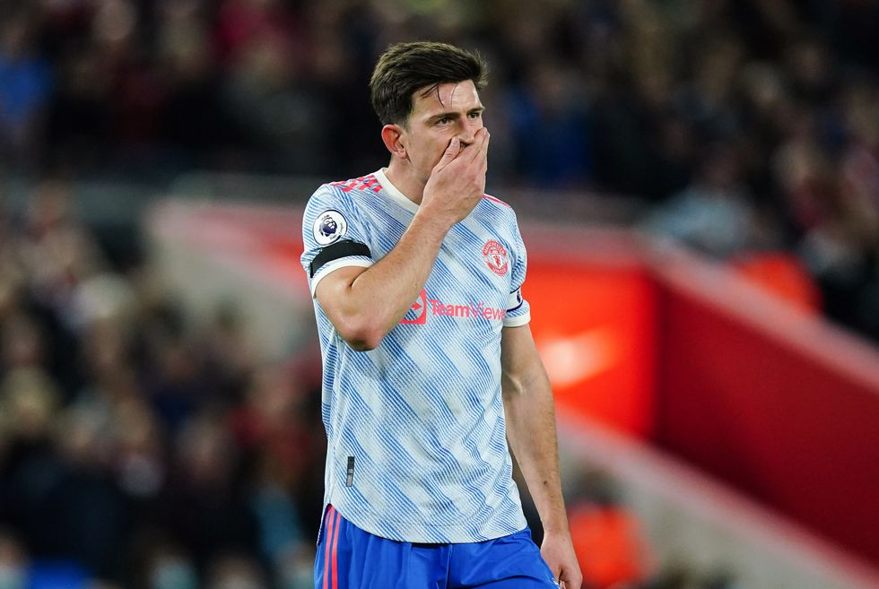 Manchester United's Harry Maguire looks dejected during the Premier League match at Anfield, Liverpool. Picture date: Tuesday April 19, 2022.