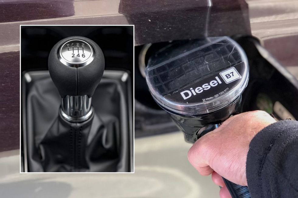Manual gearbox and a diesel pump