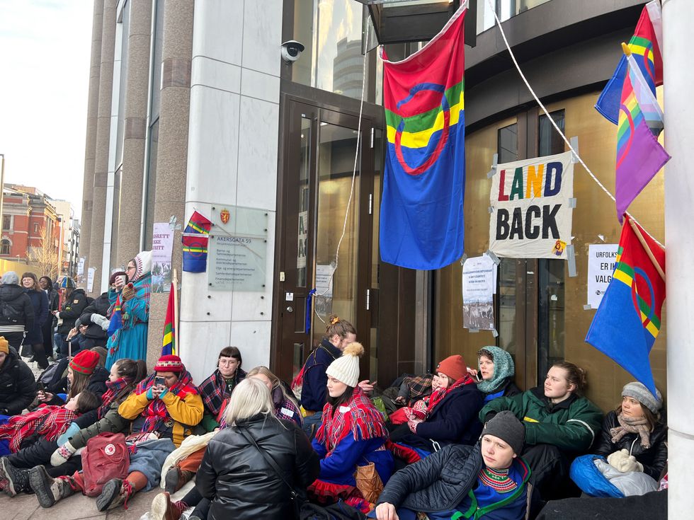 Many protesters gathered outside government building