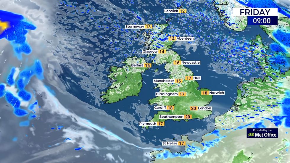 Many southern and central areas will see plenty of sunshine.