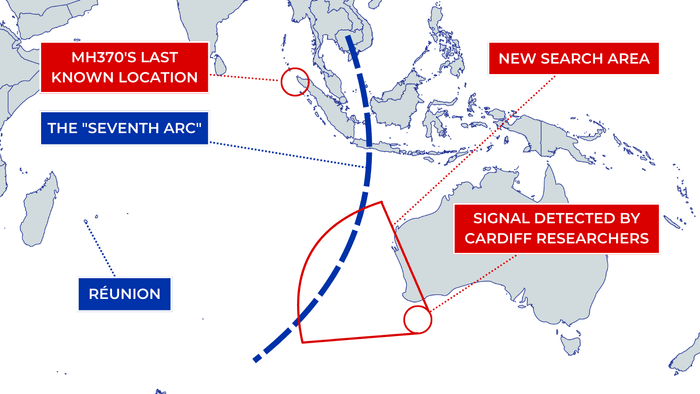 Map of areas in which MH370 could have gone missing