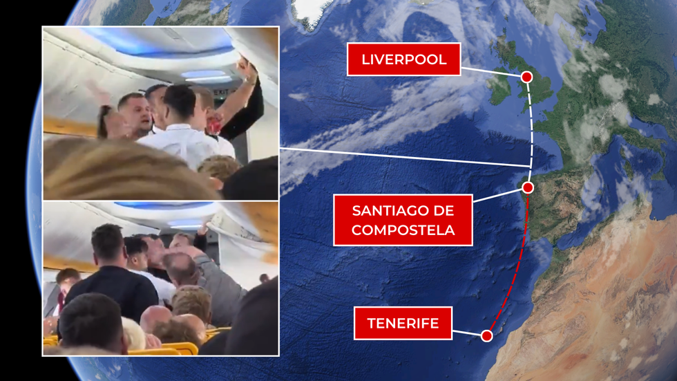 Map of flight with fight images overlaid